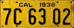 California 1938 Annual Plate
