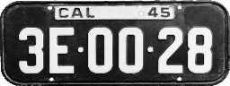 California 1945 Wartime Plate