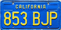 California 1969 Blue Plate