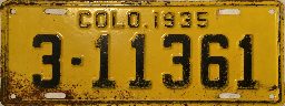 Colorado 1935 Annual Plate