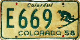 Colorado 1958 Skier Plate