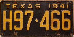 Texas 1941 Annual Plate